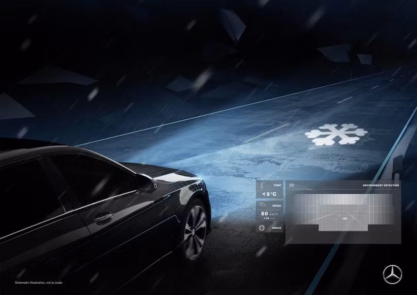 Tới đây, xe Mercedes-Benz sẽ hiển thị cả hình ảnh trên mặt đường ảnh 2