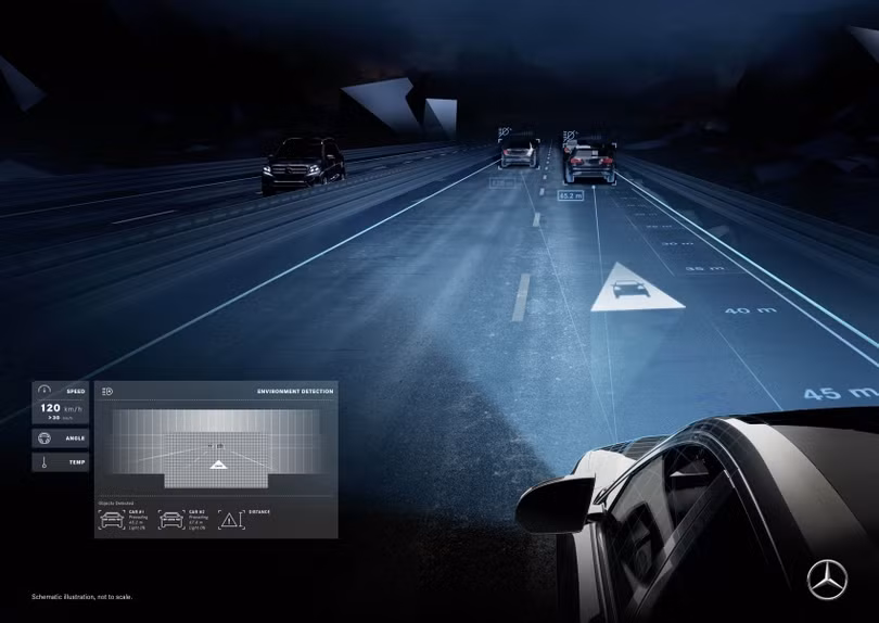 Tới đây, xe Mercedes-Benz sẽ hiển thị cả hình ảnh trên mặt đường ảnh 9
