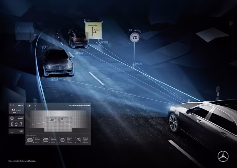Tới đây, xe Mercedes-Benz sẽ hiển thị cả hình ảnh trên mặt đường ảnh 4