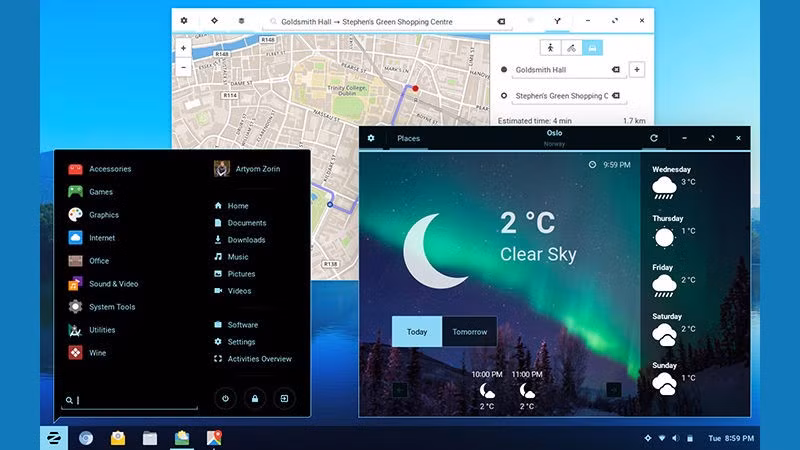 6. Zorin OS:Là sự pha trộn giữa Windows và MacOS, Zorin OS mang trong mình những ưu điểm của cả hai người đàn anh đi trước. Với một giao diện thông minh và hiện đại, hệ điều hành này có khả năng vận hành mượt mà các ứng dụng cần thiết, đồng thời sở hữu tính năng đặt video làm hình nền…Ảnh:Gizdomo. 6. Zorin OS:Là sự pha trộn giữa Windows và MacOS, Zorin OS mang trong mình những ưu điểm của cả hai người đàn anh đi trước. Với một giao diện thông minh và hiện đại, hệ điều hành này có khả năng vận hành mượt mà các ứng dụng cần thiết, đồng thời sở hữu tính năng đặt video làm hình nền…Ảnh:Gizdomo.