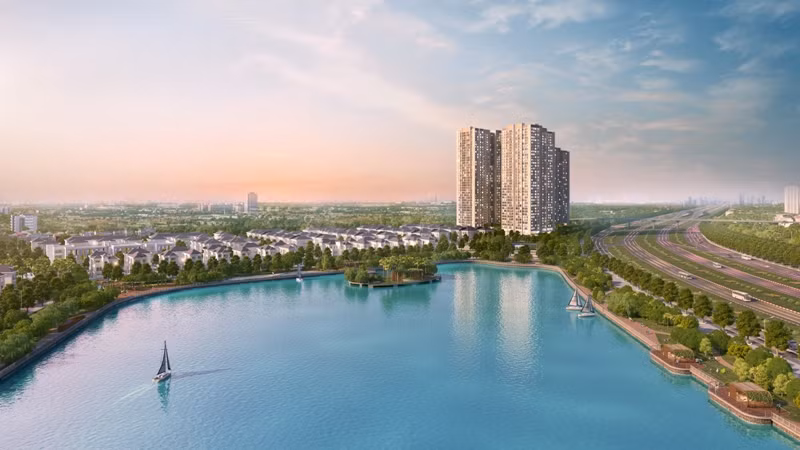 Vinhomes Green Bay có mật độ xây dựng chỉ 19% với điểm nhấn là công viên cây xanh và hồ điều hòa rộng 10,6ha