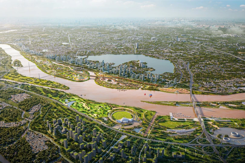 Phối cảnh Trục đại lộ cảnh quan sông Hồng hơn 855.000 tỷ đồng