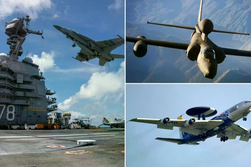 Các tàu sân bay, máy bay chiến đấu thế hệ thứ 5 và hệ thống phòng thủ tên lửa đã được Mỹ triển khai đến Trung Đông. Ảnh: IE.