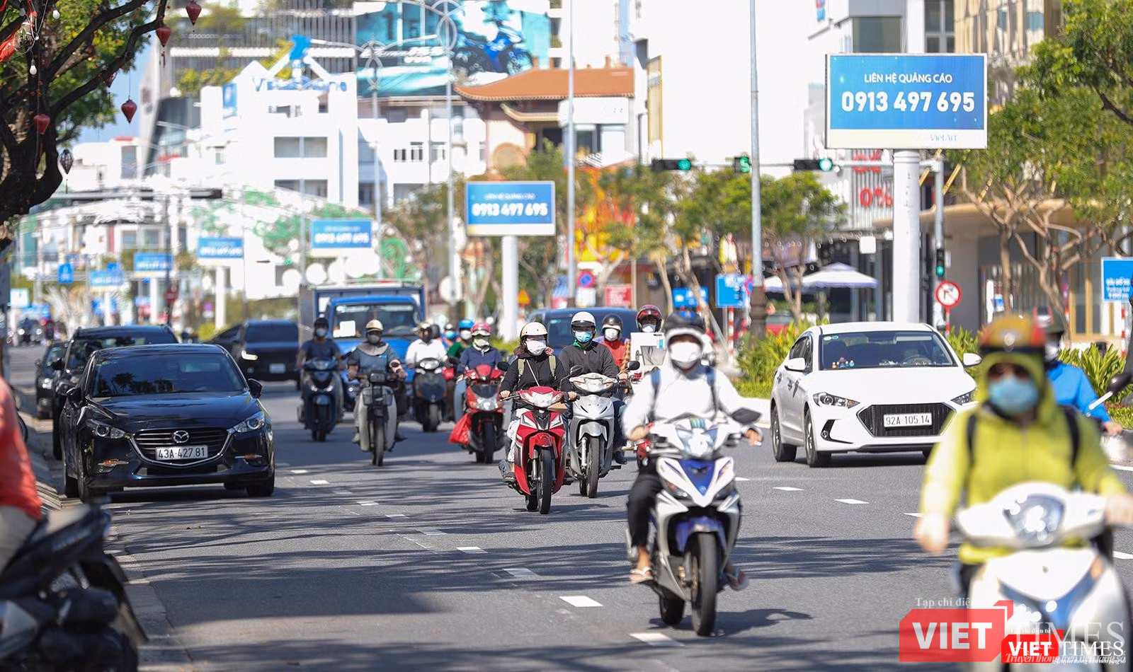 Đường Nguyễn Văn Linh trong sáng đầu tiên áp dụng Chỉ thị 08/CT-UBND của Chủ tịch UBND TP Đà Nẵng