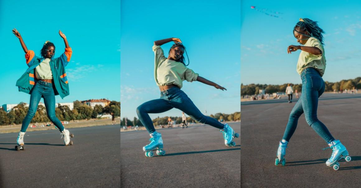 Vận động viên trượt patin Oumi Janta. Vận động viên trượt patin Oumi Janta.