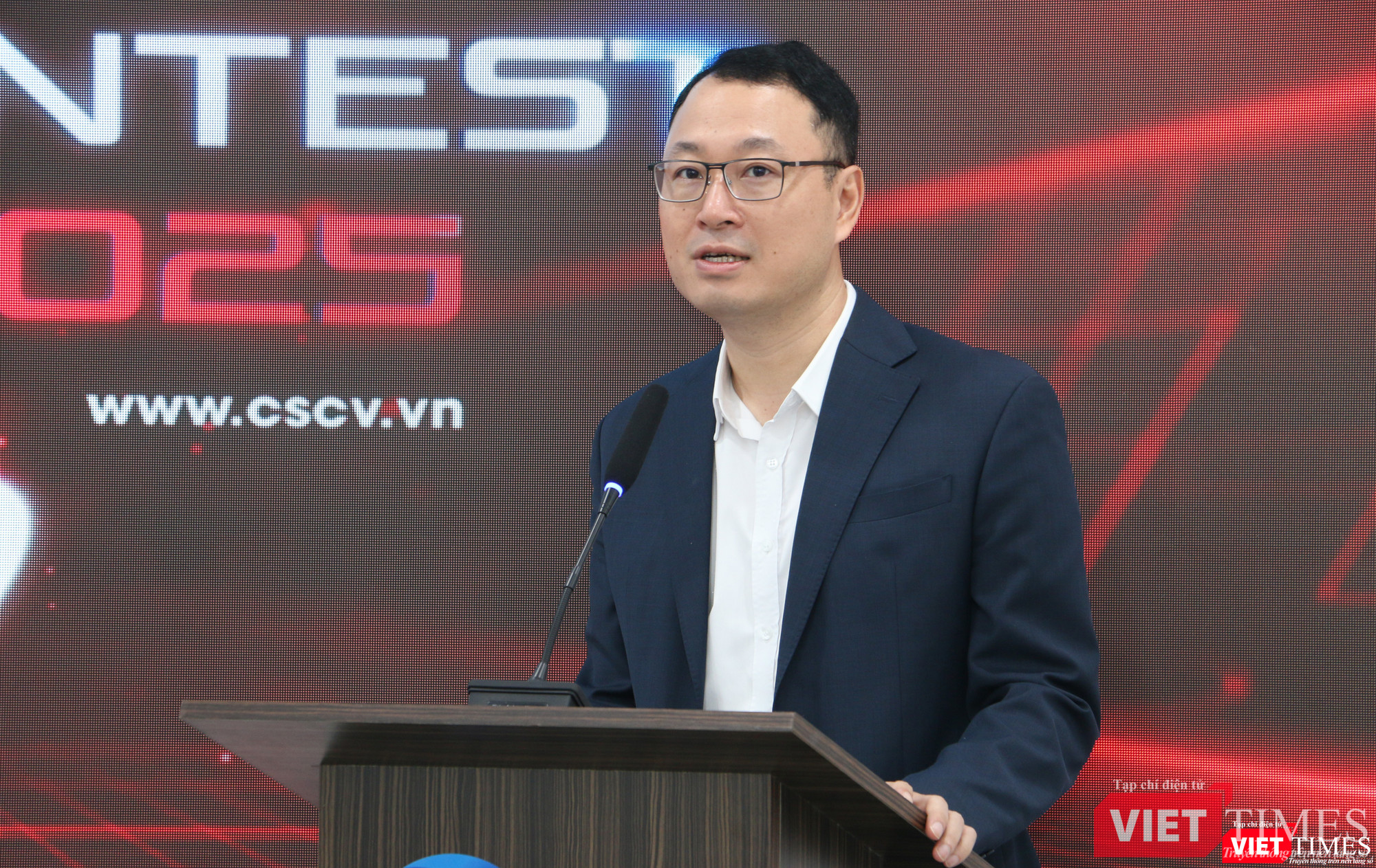 Thượng tá Triệu Mạnh Tùng phát biểu tại sự kiện