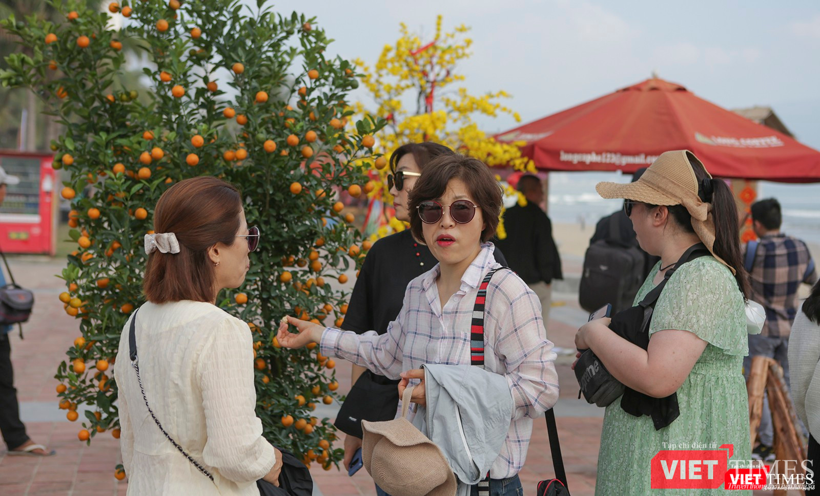 Không gian "Xuân yêu thương 2023" tại bãi biển Mỹ An thu hút rất nhiều khách quốc tế