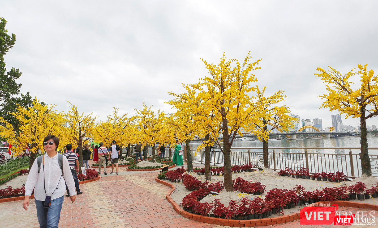 Tranh thủ thời tiết đẹp, người dân và du khách đi du xuân đường hoa...