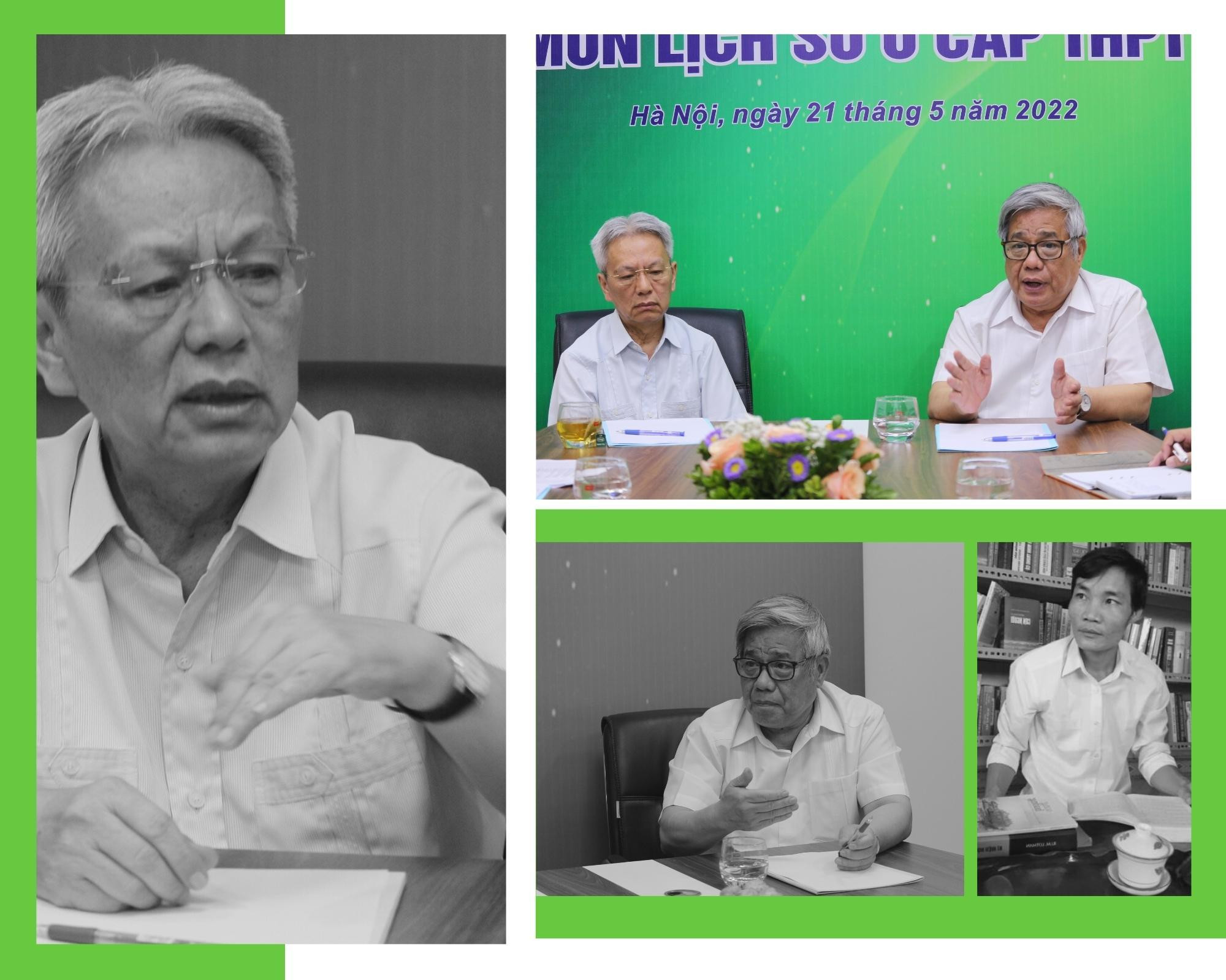 Các diễn giả tại buổi Tọa đàm: GS Vũ Minh Giang, TS Nguyễn Sĩ Dũng, nhà giáo Thái Hạo