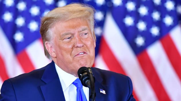 Tổng thống Mỹ Donald Trump phát biểu trong đêm bầu cử tại căn phòng phía Đông của Nhà Trắng ở thủ đô Washington, sáng sớm ngày 4/11/2020.