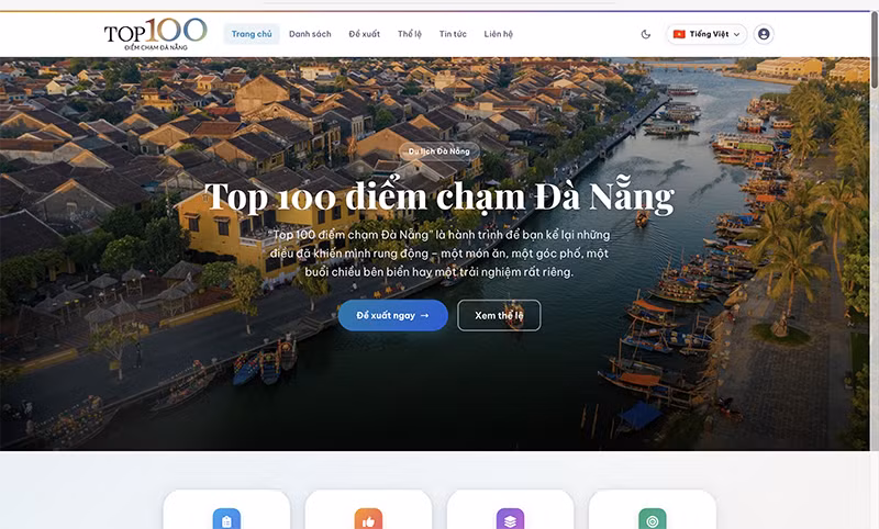 Trang web chương trình “Top 100 điểm chạm Đà Nẵng” năm 2026.