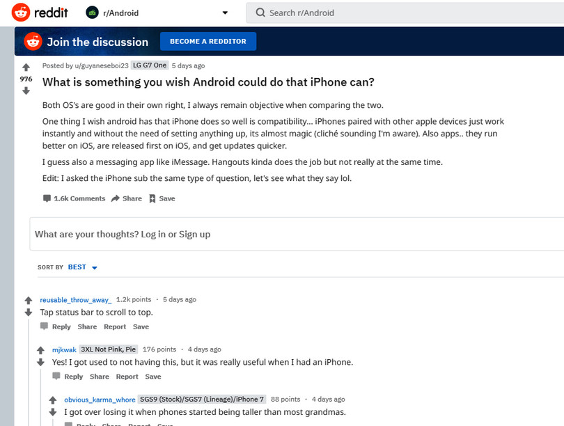 Chủ đề này được thảo luận rất "rôm rả" trên diễn đàn Reddit