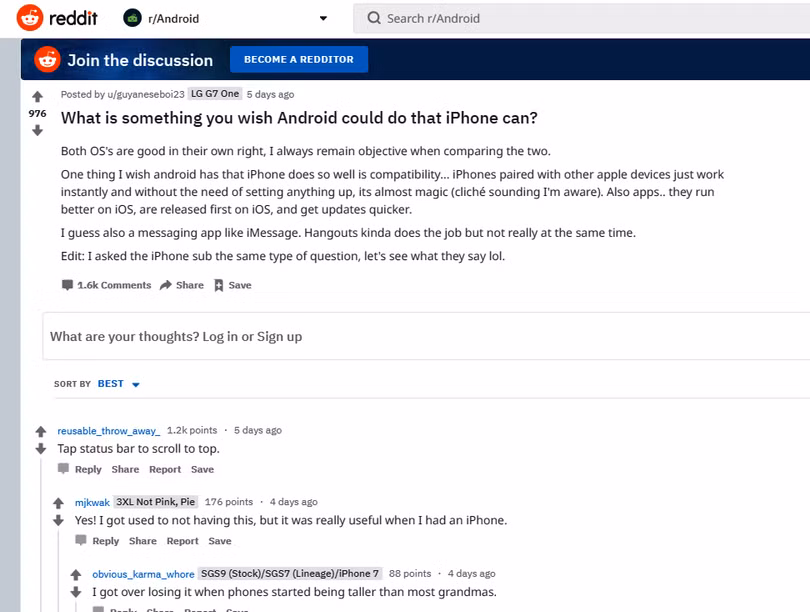 Chủ đề này được thảo luận rất "rôm rả" trên diễn đàn Reddit