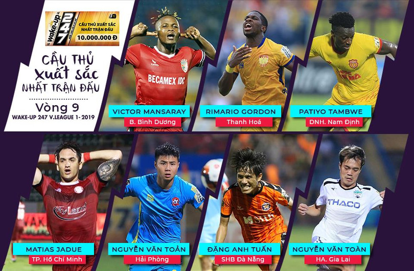 7 khuôn mặt được bầu làm cầu thủ xuất sắc nhất trận đấu vòng 9 (ảnh VPF)