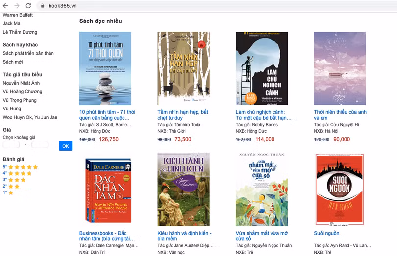 Một số đầu sách được giới thiệu tại book365.vn