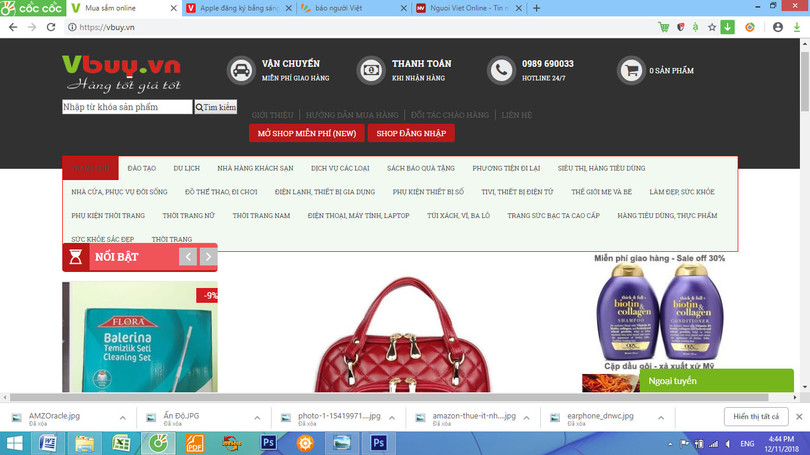 Trang web chợ điện tử Vbuy.vn. Ảnh chụp màn hình.