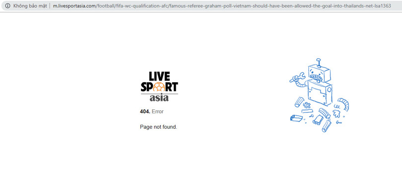 Link bài viết trên livesportasia.com đã bị gỡ bỏ