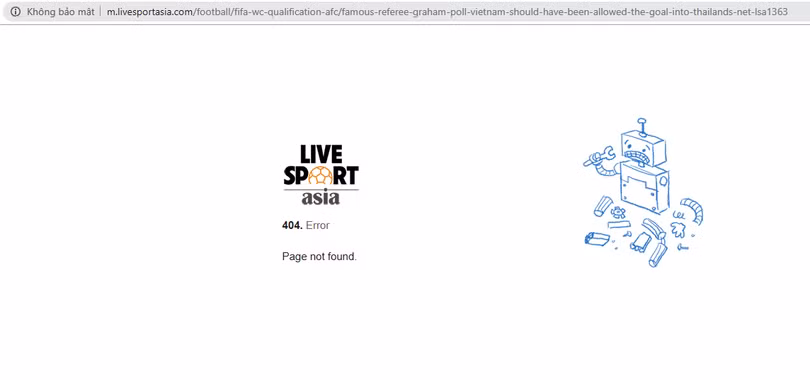 Link bài viết trên livesportasia.com đã bị gỡ bỏ