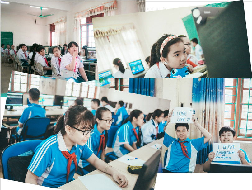 Học sinh trường Mạo Khê II, Quảng Ninh trong giờ Tin học (ảnh: Trường THCS Mạo Khê)