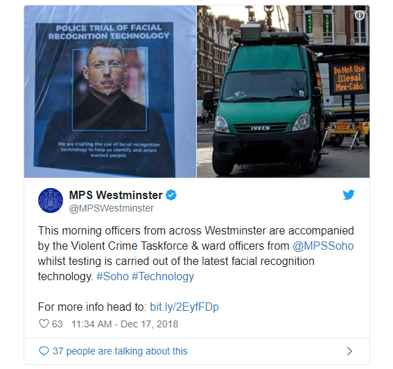 Cảnh sát London thử công nghệ nhận dạng khuôn mặt tìm người bị truy nã - ảnh 1