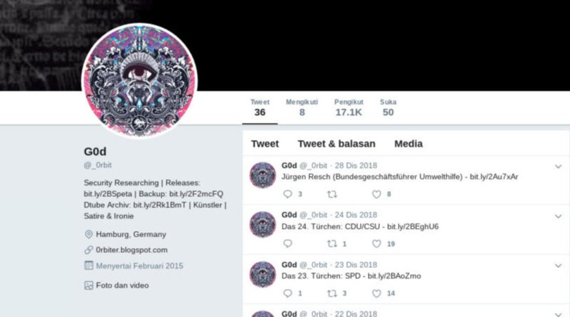 Tài khoản 0rbit trên Twitter là nơi sinh viên Đức tiết lộ thông tin cá nhân của những người nổi tiếng