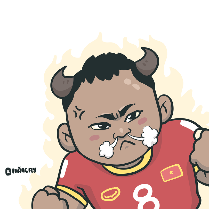 Trọng Hoàng giống như một chú bò mộng, lên công về thủ không biết mệt (ảnh: Thăng Fly) Trọng Hoàng giống như một chú bò mộng, lên công về thủ không biết mệt (ảnh: Thăng Fly)