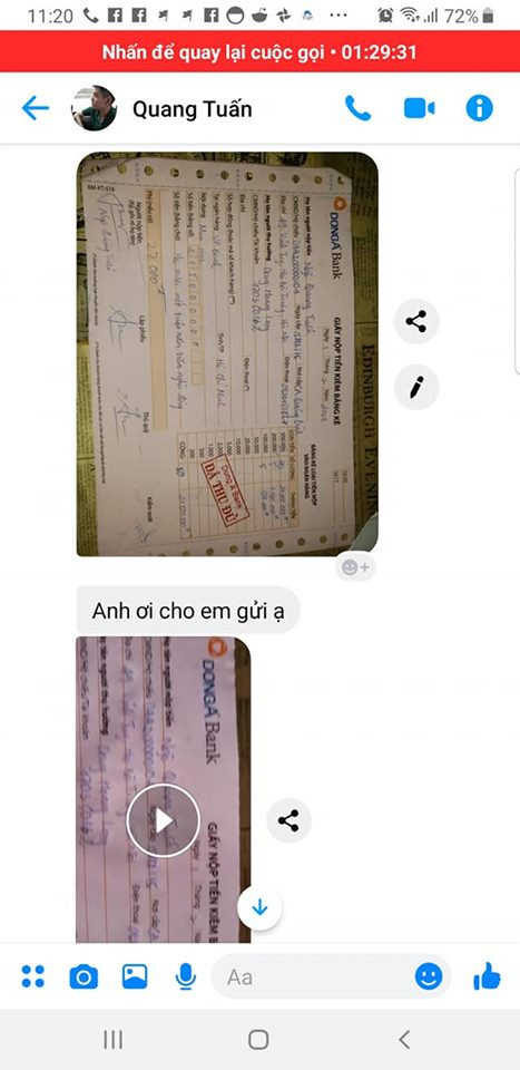 Biên lai giả mà người mua gửi cho anh Long