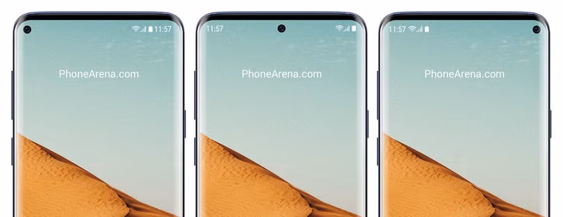 Mẫu điện thoại cao cấp Galaxy S10 được cho là sử dụng màn hình Infinity-O với thiết kế "nốt ruồi" giống như hình mô phỏng ở trên (ảnh: Phone Arena)