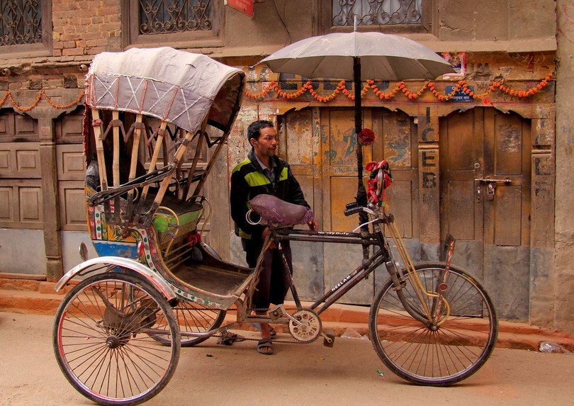 Xích lô phục vụ du lịch tại thủ đô Kathmandu, Nepal năm 2019