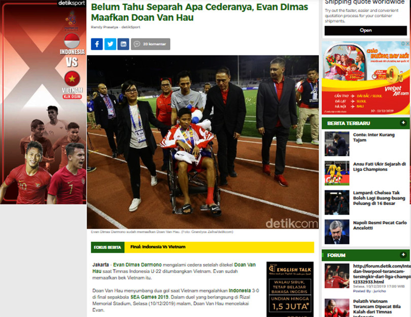 Evan Dimas trả lời trên Detik.com