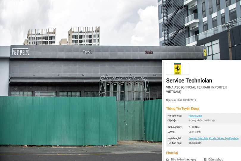 Trung tâm dịch vụ chính thức của Ferrari tại Việt Nam đăng tuyển nhân viên từ tháng 8/2019