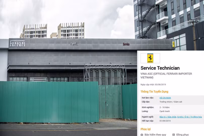 Trung tâm dịch vụ chính thức của Ferrari tại Việt Nam đăng tuyển nhân viên từ tháng 8/2019