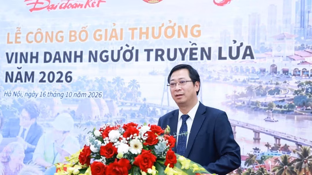 Ông Cao Xuân Thạo, Phó chủ tịch Ủy ban Trung ương Mặt trận Tổ quốc Việt Nam phát biểu tại buổi lễ. Ảnh: Minh Châu.