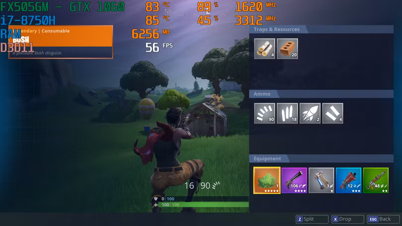 Thử nghiệm tựa game Fortnite trên TUF FX505