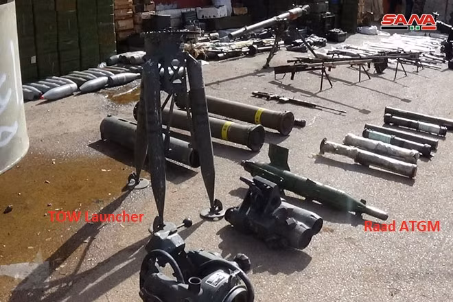 Một số loại vũ khí thu được ở Daraa. Ảnh minh họa: SANA. Một số loại vũ khí thu được ở Daraa. Ảnh minh họa: SANA.