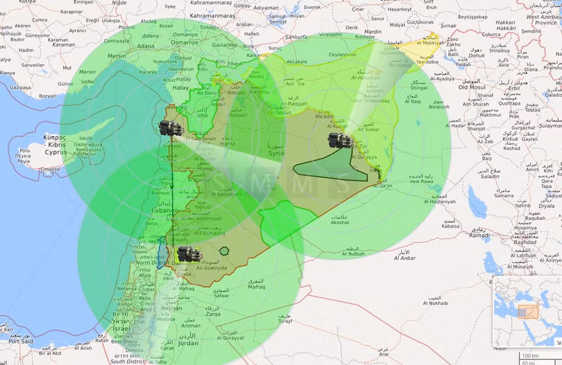 Khả năng bố trí các tổ hợp phóng của S-300 tại Syria. Ảnh The Drive Khả năng bố trí các tổ hợp phóng của S-300 tại Syria. Ảnh The Drive