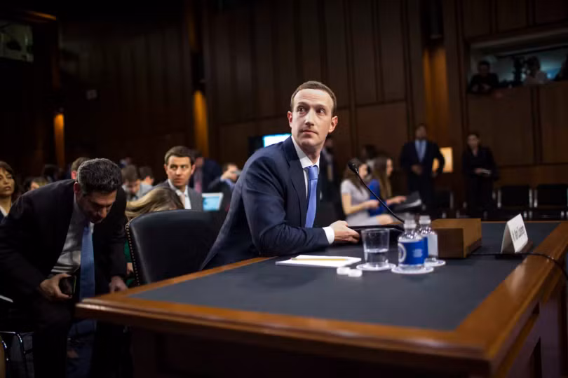 CEO Mark Zuckerberg trong cuộc điều trần trước Quốc hội Mỹ vào năm 2018. Ảnh: Vox