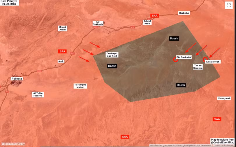 Các đơn vị Vệ binh Cộng hòa Syria bắt đầu chiến dịch tấn công giải phóng sa mạc phía tây Deir Ezzor. Ảnh South Front Các đơn vị Vệ binh Cộng hòa Syria bắt đầu chiến dịch tấn công giải phóng sa mạc phía tây Deir Ezzor. Ảnh South Front