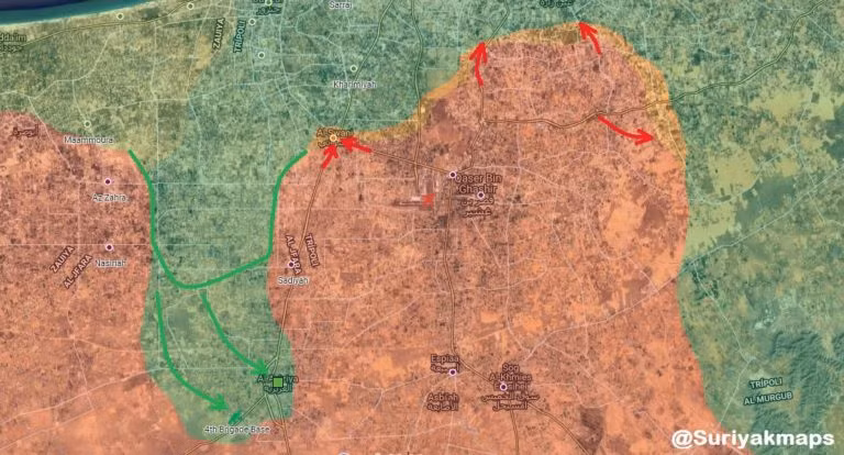 Bản đồ tình hình chiến sự Libya, khu vực Tripoli. Ảnh South Front