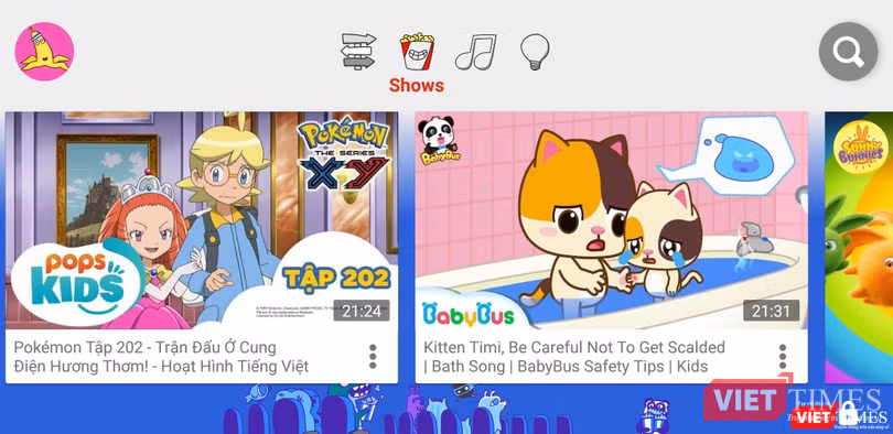 Mục Chương trình trên YouTube Kids