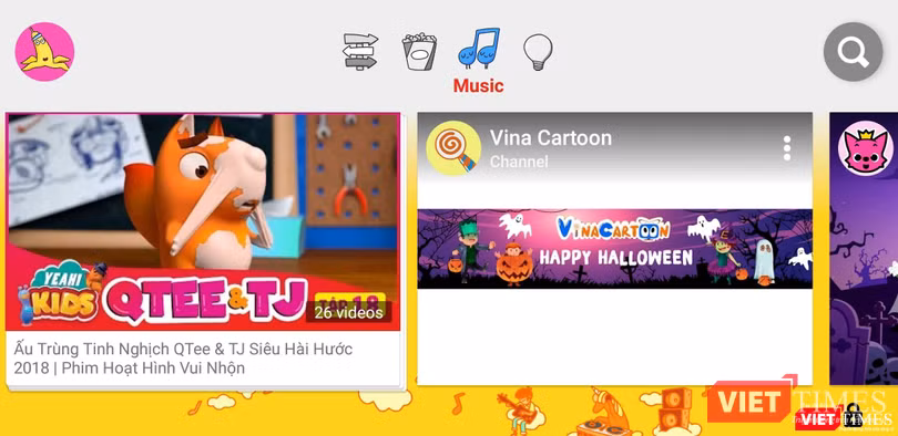 Mục Âm nhạc trên YouTube Kids