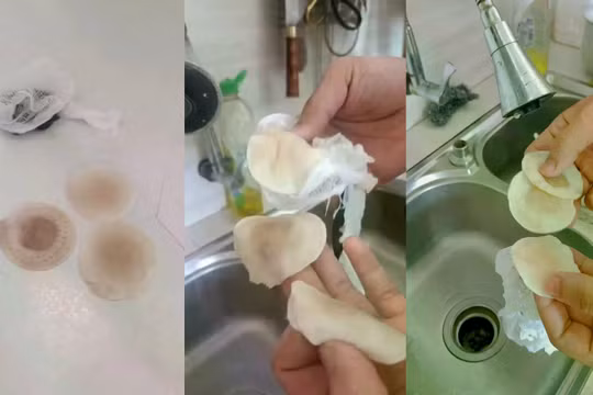 Nước sinh hoạt vàng đục kéo dài sau khi được cấp trở lại khiến người dân Chân Mây - Lăng Cô lo lắng. Ảnh Nguyễn Lê.