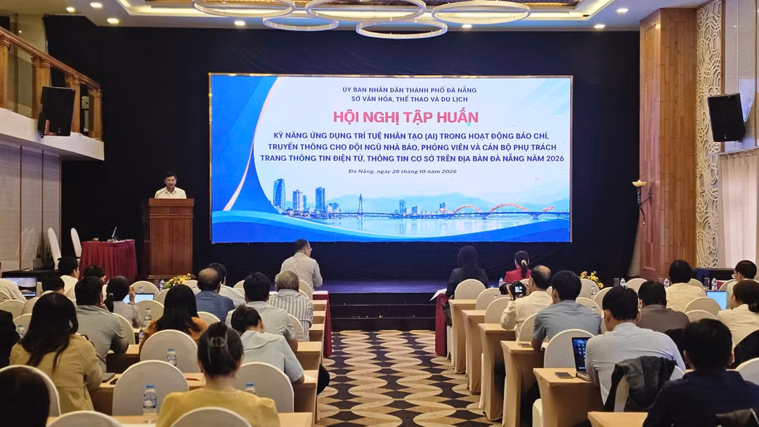 Quang cảnh Hội nghị tập huấn kỹ năng ứng dụng trí tuệ nhân tạo (AI) trong hoạt động báo chí, truyền thông Đà Nẵng năm 2026. Ảnh XM.