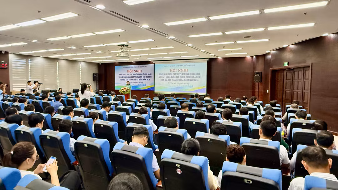 Quang cảnh Hội nghị triển khai công tác truyền thông chính sách và phát ngôn, cung cấp thông tin cho báo chí năm 2026 do UBND TP Đà Nẵng tổ chức. Ảnh XM.