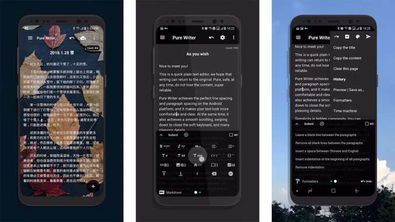 Thiết kế giao diện của ứng dụng Pure Writer rất đơn giản (Ảnh: Android Authority) Thiết kế giao diện của ứng dụng Pure Writer rất đơn giản (Ảnh: Android Authority)