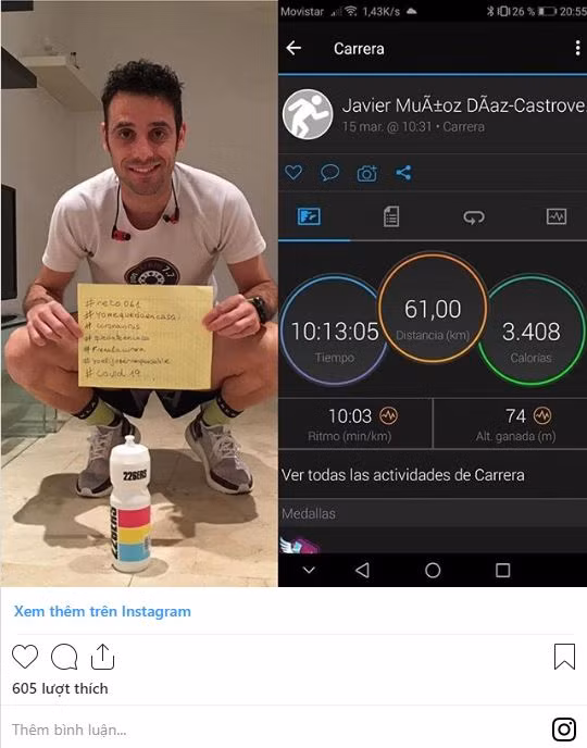 Javier chia sẻ thành tích mình đạt được lên Instagram (Nguồn: Instagram) Javier chia sẻ thành tích mình đạt được lên Instagram (Nguồn: Instagram)