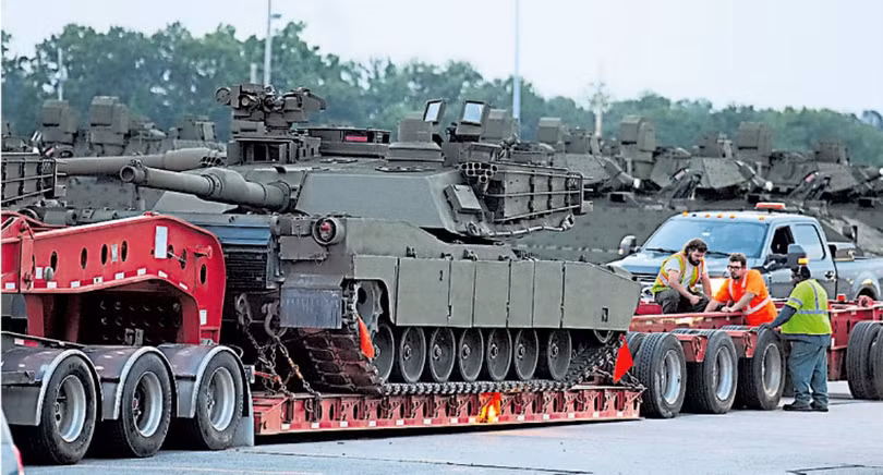 Xe tăng đã được đưa vào thủ đô Washington chuẩn bị cho cuộc duyệt binh. Ảnh: Guangming.