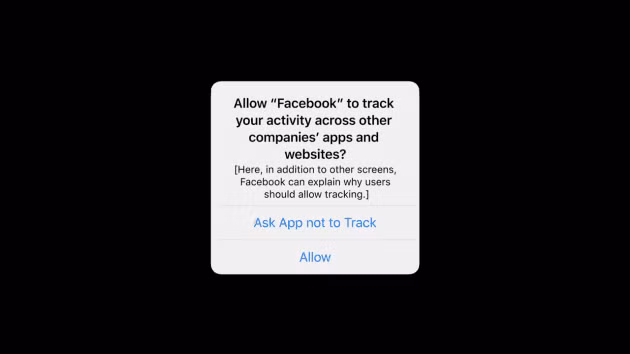 Người dùng sẽ nhìn thấy thông báo này khi ứng dụng muốn theo dõi họ. (Ảnh: Apple)