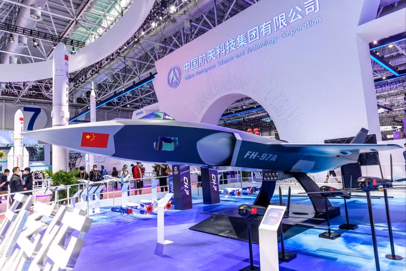 Máy bay mẫu FH-97A trưng bày tại Triển lãm hàng không Chu Hải 2022 (Ảnh: CCTV).