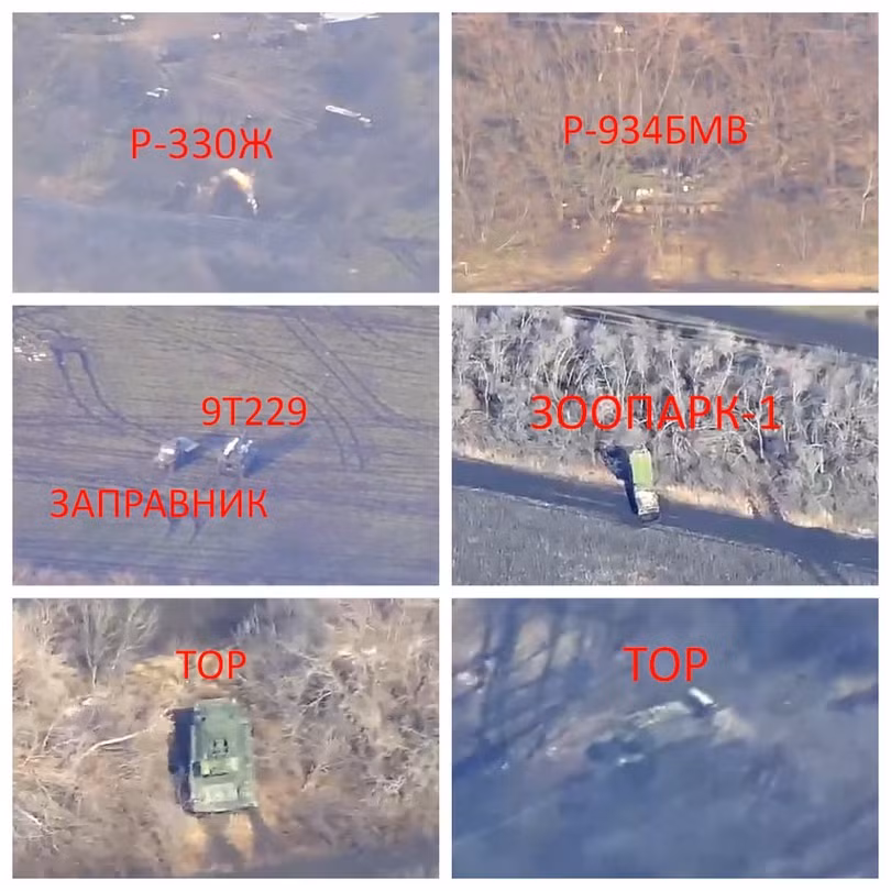 Những phương tiện chiến đấu của hệ thống phòng không Nga, được camera của UAV trinh sát Ukraine ghi lại. Ảnh video "Flight Club"